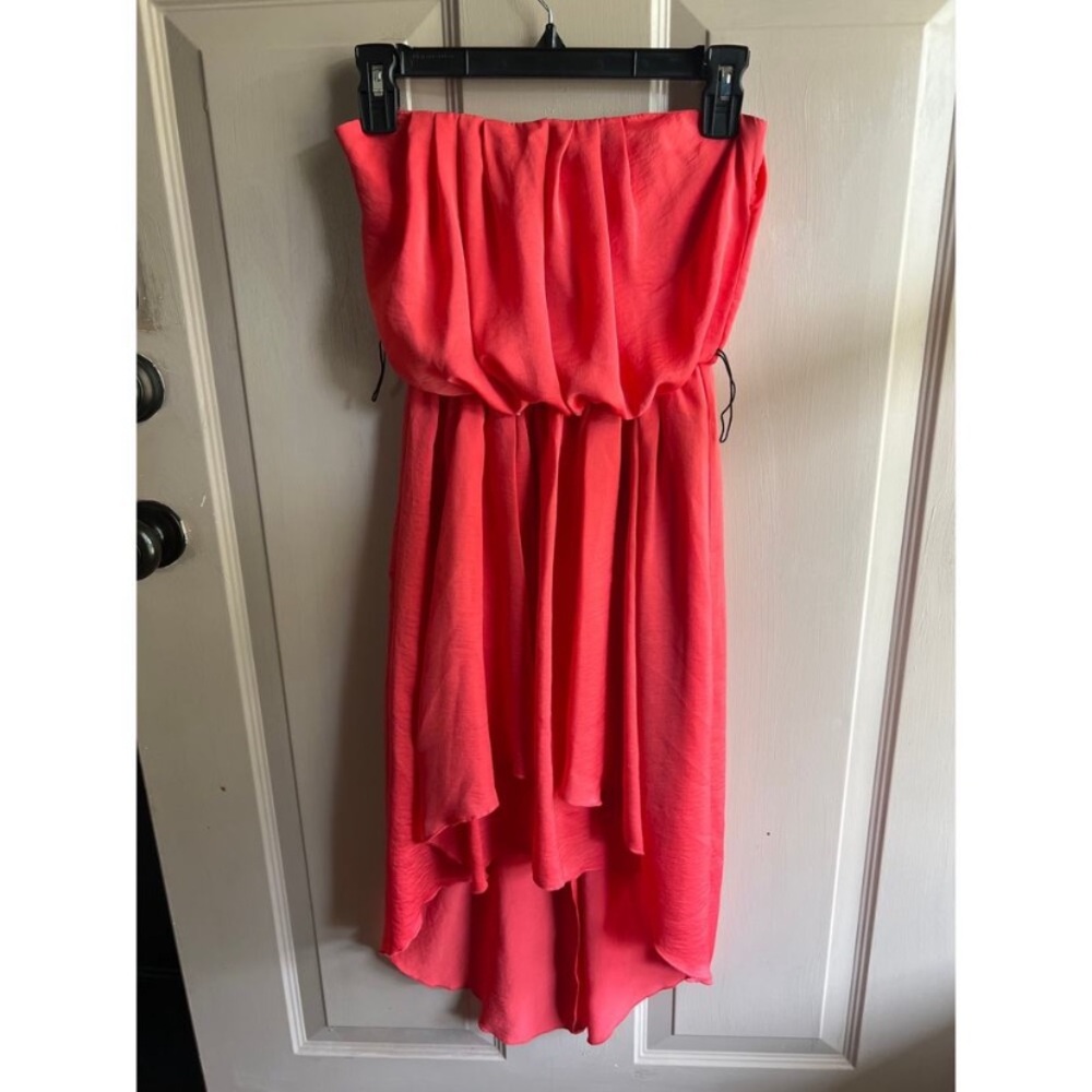 Coral Strapless High-Low Dress